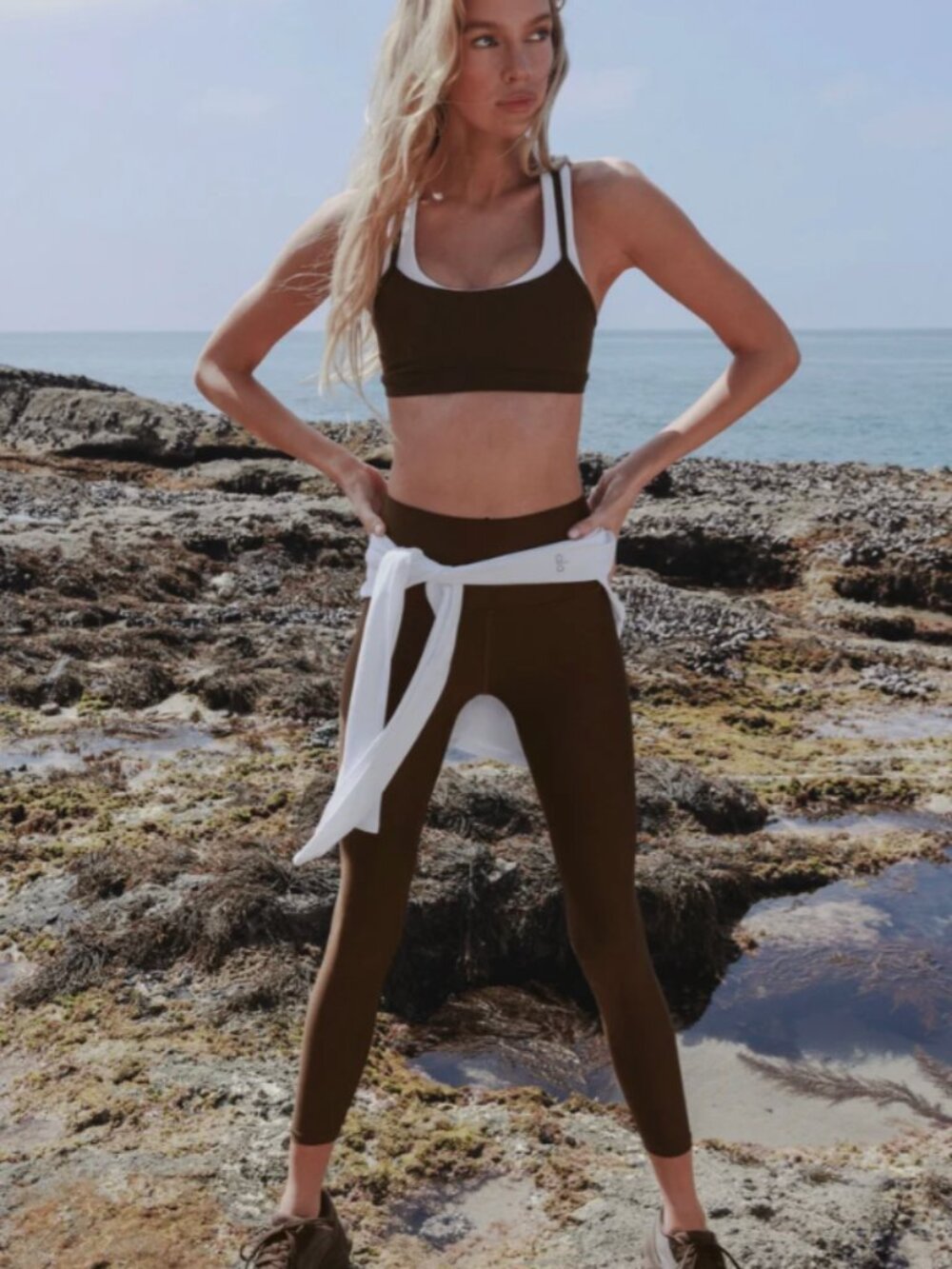 Alo Yoga Brown High Waist 7/8 Leggings Performance Activewear Size XS